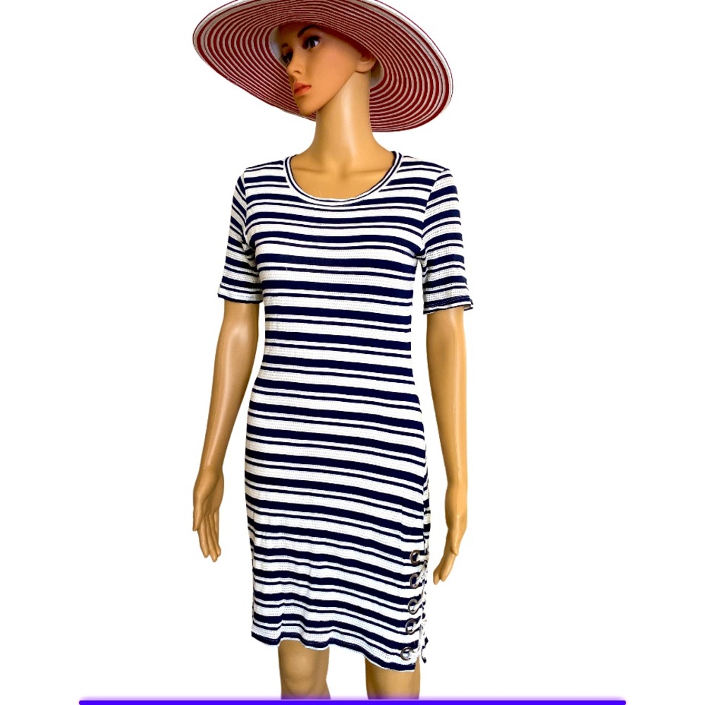SPLENDID Topsail Striped Dress Navy & White Size Small